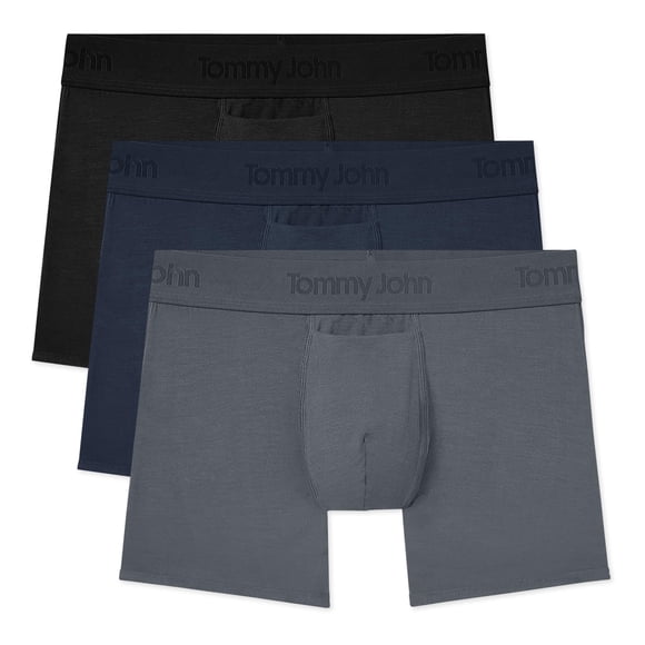Bóxers Trunk Underwear Tommy John Second Skin para hombre, color negro, paquete de 3