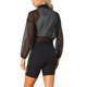 thumbnail image 3 of CHAQUETA BOMBER TRANSPARENTE PARA MUJER INSPIRE CHIC Cuello Simulado Cremallera Chaqueta Ligera Negra Talla L, 3 of 6