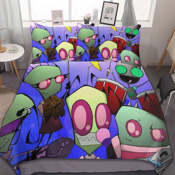 Alien Invader Zim 3 Pieces Bedding Sets Comfortable Soft Comforter Sets Decoration Bedroom Gifts