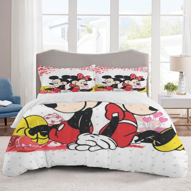 Mickey Mouse Bedding Sets Cartoon Duvet Cover Lightweight 3 Piece Bet Sets for Kids Boys Girls