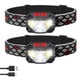 thumbnail image 1 of Paquete de 2 faros delanteros recargables con sensor de movimiento, linterna frontal LED impermeable con luz blanca y roja, 6 modos para acampar, ciclismo, correr, pescar., 1 of 8