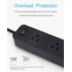 thumbnail image 4 of Regleta de 2 clavijas, regleta USB con cable de extensión de 3 m, protector contra sobretensiones de 3 tomas y 4 puertos de carga USB para smartphone, color negro., 4 of 7