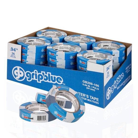 Cinta adhesiva GripBlue de 1 pulgada de ancho (36 rollos, 2,38 cm x 54,86 m)