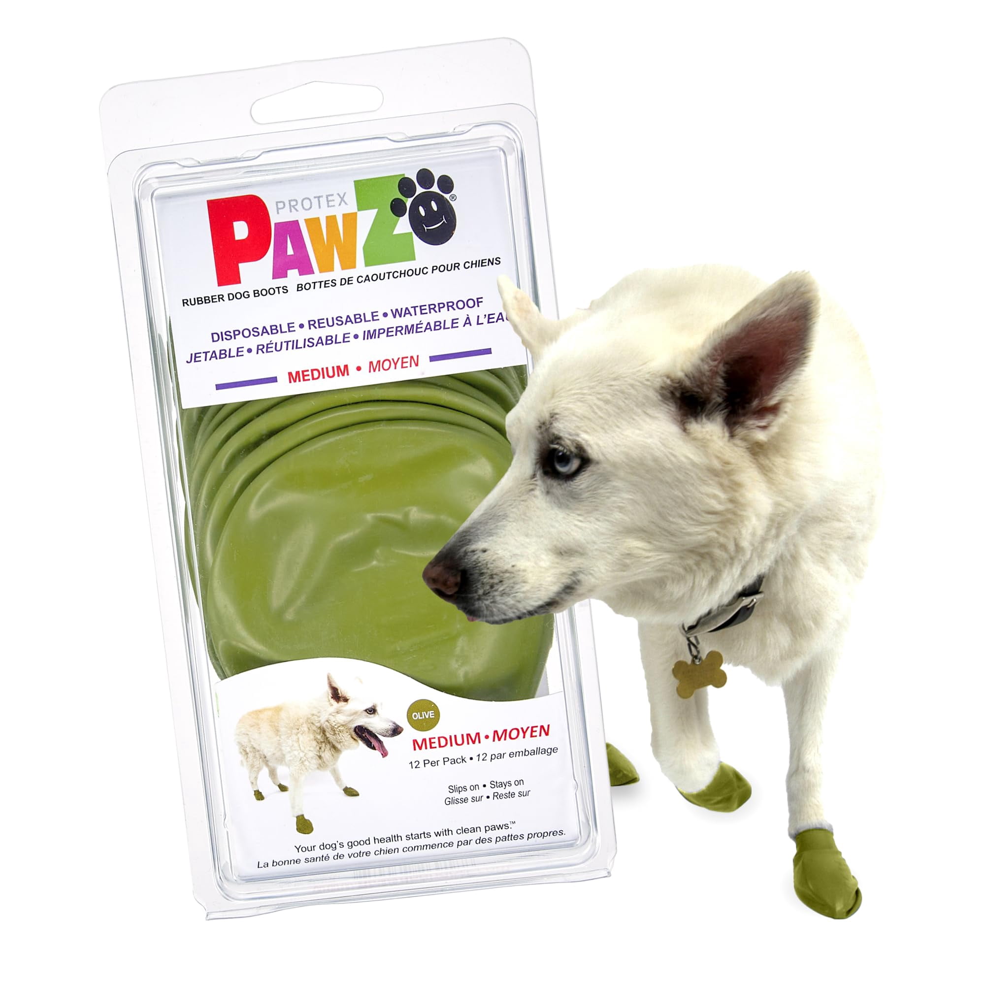 Botas Para Perros Protex Pawz De Goma Para Todo Tipo De Clima, Impermeables, Tamaño Mediano
