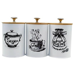 Bothyi - 3X Recipientes Para Café, Té Y Azúcar, De Hierro, Elegantes Botes De Cocina Para Encimera, Color Blanco