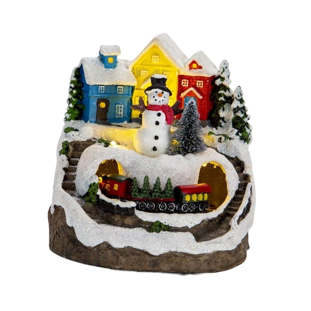 Figuritas de resina Adornos Favores de fiesta con luces Estatuas de Navidad Esculturas para estantería de vacaciones Escritorio de oficina Niñas Niños , Muñeco de nieve