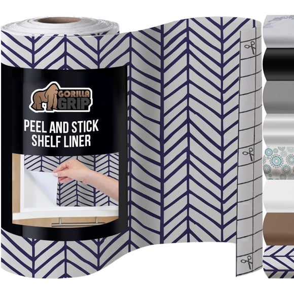 GORILLA GRIP® Papel autoadhesivo, forro para gabinetes, 30 cm x 6 m, azul y blanco