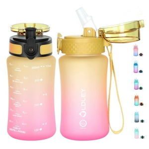 Botella De Agua Oldley 355Ml Amarilla Tritan Con Popote Y Tapa Chug