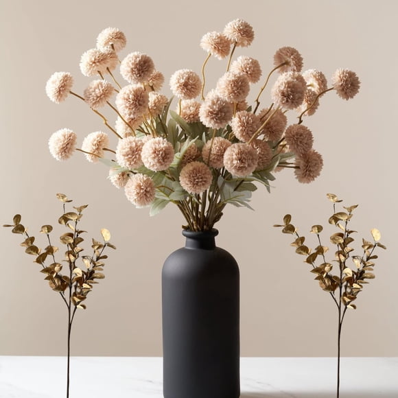 Flores artificiales Ryddelighome de seda beige, 10 tallos con eucalipto
