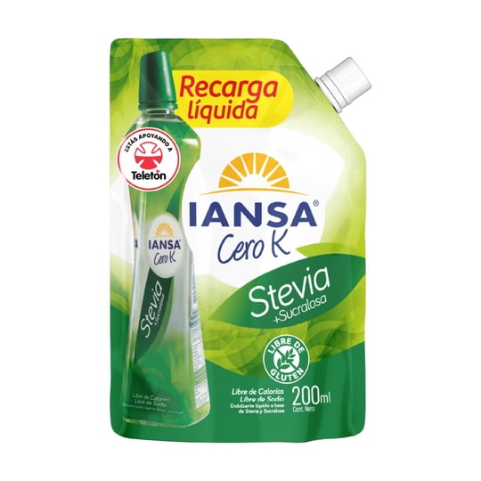 Stevia Recarga Sucralosa 200 ml Iansa Cero K