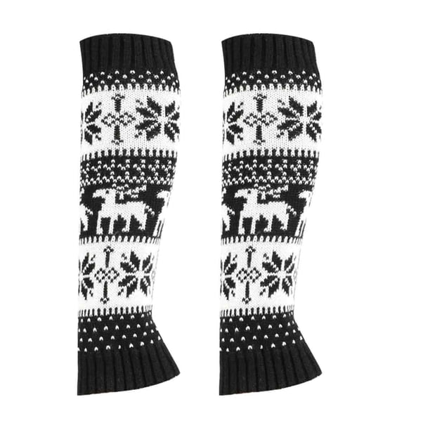 Calentadores de piernas de punto para invierno, con lazo blanco, calcetines largos sin pies, cálidos y navideños, mangas altas para mujer