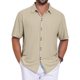 thumbnail image 1 of Camisa de Hombre de Manga Corta con Botones y Textura INSPIRE CHIC XL Caqui, 1 of 5