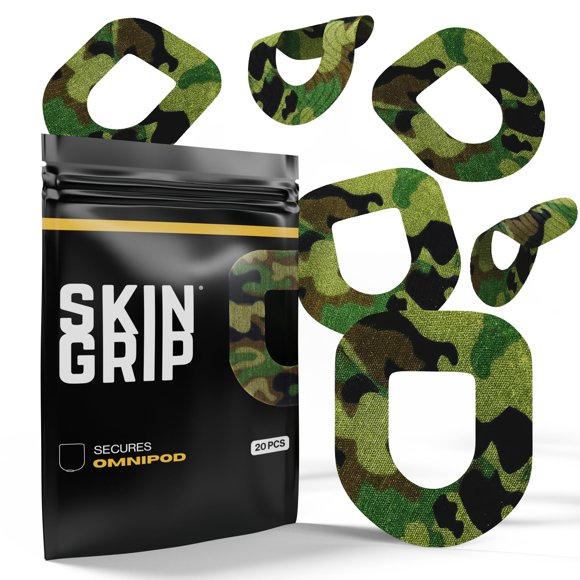 Parches adhesivos Skin Grip Insulet Omnipod 5, 20 unidades, camuflaje