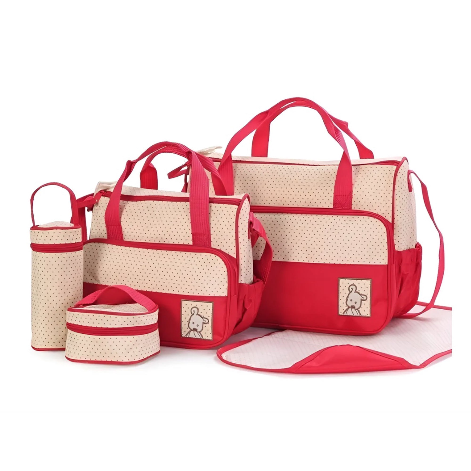 Riqui - Bolso Pañalera Maternal 5 Piezas Rojo