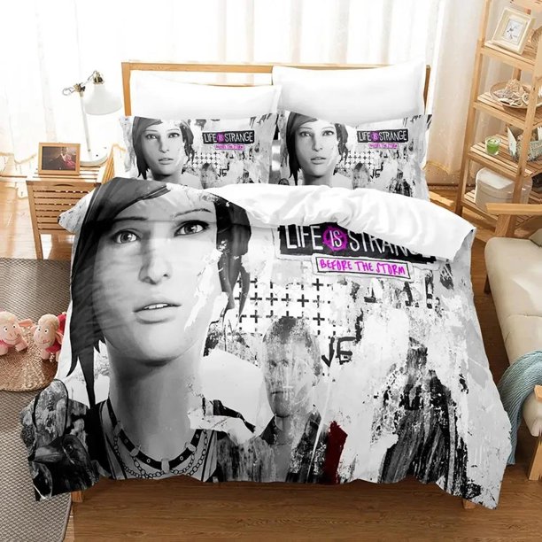 v348 Bed Sheets Game Life is Strange Before the Storm Bedding Set,Duvet Cover Bed Set Quilt Cover,King Queen Twin Size Boys Girls Adult 3-Piece Bedding Set (1 Duvet Cover + 2 Pillow Shams) Bed Sheets