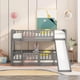 thumbnail image 1 of Bunk Bed with Slide,Twin Over Twin Low Bunk Bed with Fence and Ladder for Kids Teens Grey, 1 of 3