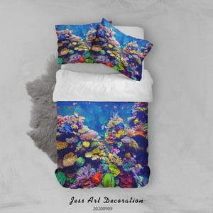 Milsleep - 3D Paisaje Peces De Mar Coral Funda Nórdica Set Ropa De Cama Funda Nórdica Fundas De Almohada