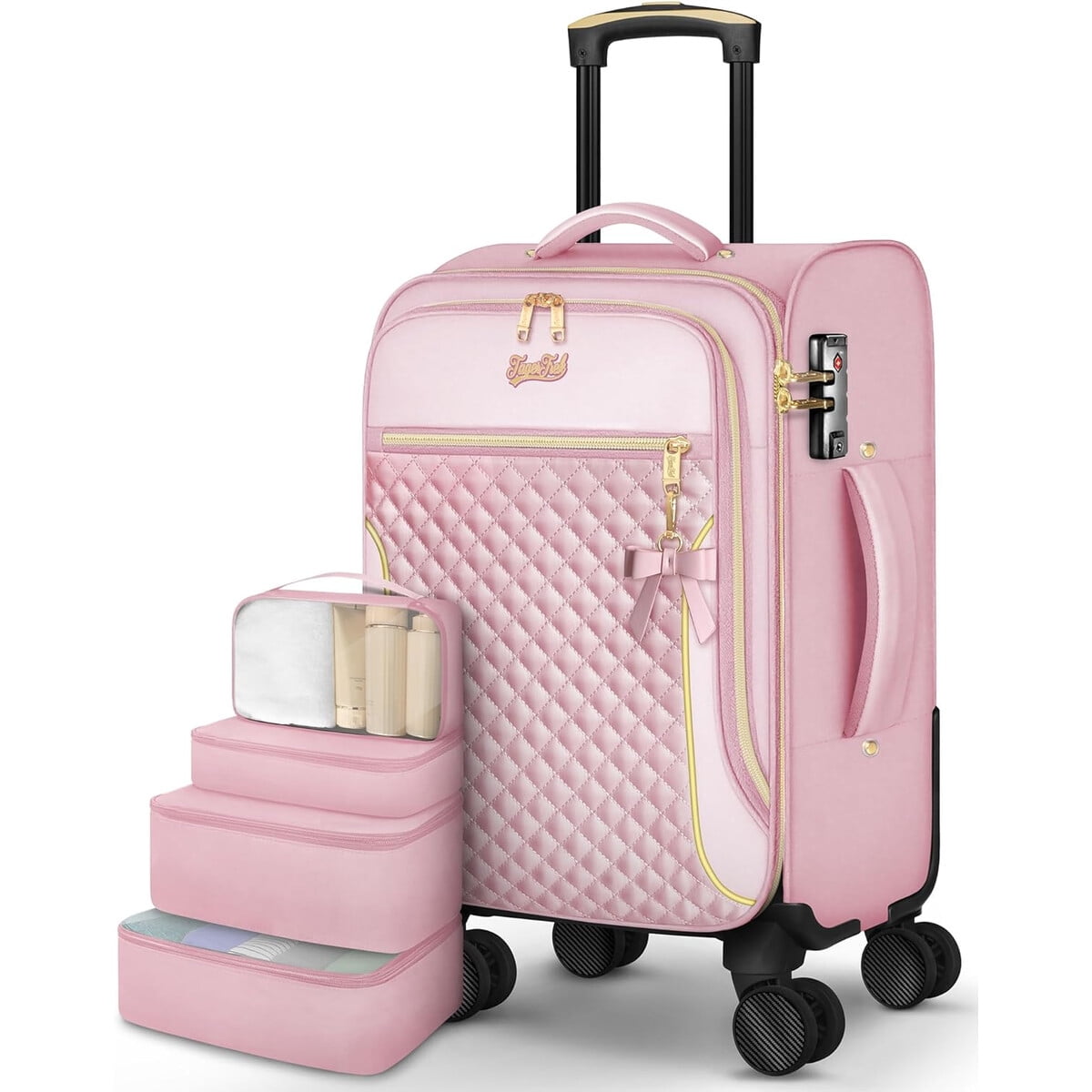Maleta Carry On Tagertrek 20 Pulgadas 22x14x9 Tsa Rosada