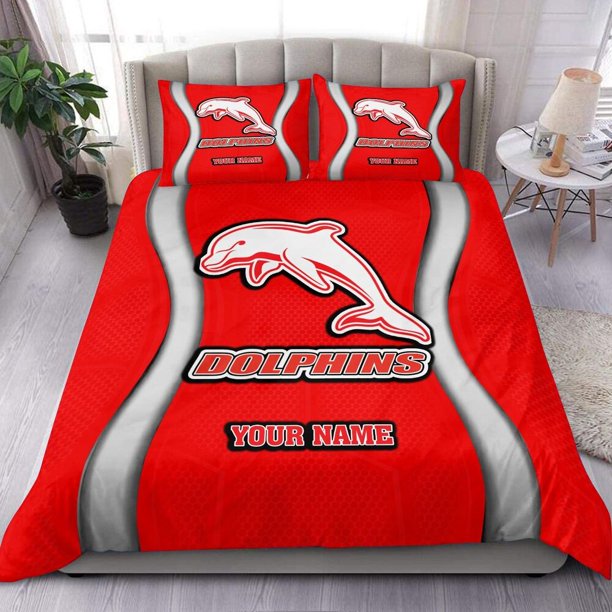 New Dolphins NRL Bedding Set Duvet Cover Kid MEN Gift Double Queen