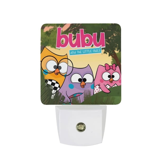 Bubu y los Búhos Pequeños Luz nocturna LED con sensor de anochecer a amanecer para dormitorio, baño, pasillo, escaleras - Lámpara LED nocturna de enchufe, 0.5W - 1 pieza