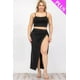 thumbnail image 1 of Saronite Conjunto de 2 Piezas de Top Corto, Camisola y Falda Larga con Abertura Frontal en el Muslo, Color Negro (Talla Grande para Mujer), 1 of 2