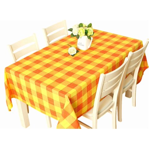 Mantel Polycotton Rectangular / Cuadrillé Salmón Amarillo – Doral