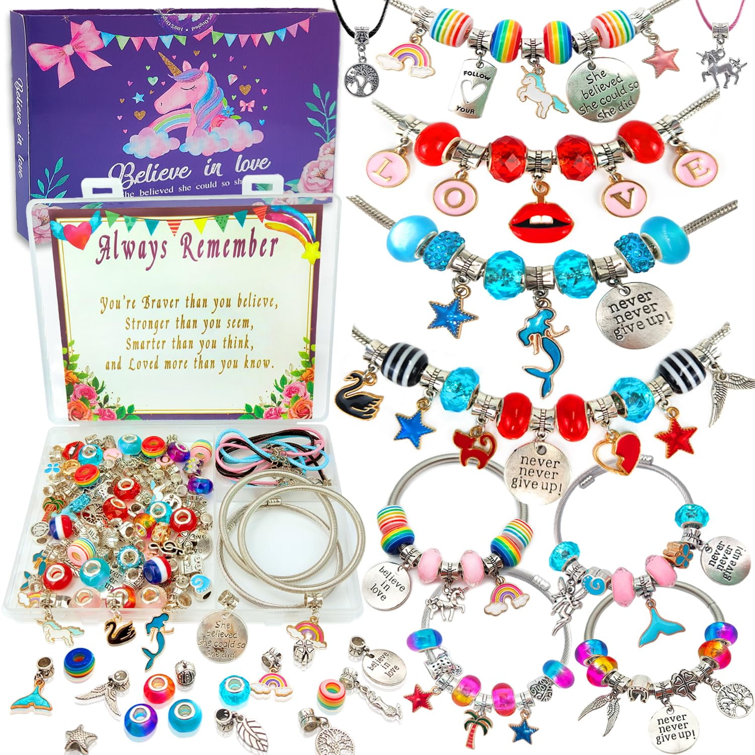 Kit De Fabricación De Pulseras Con Dijes Klmars Para Niñas De 5 A 12 Años
