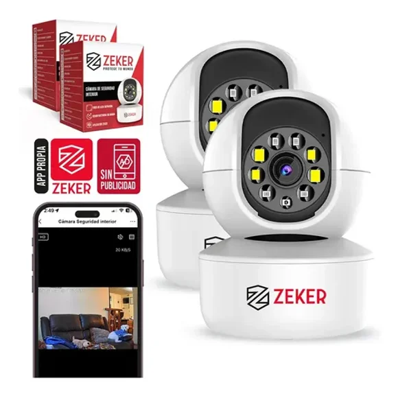 Pack X2 Cámara De Seguridad Interior Wifi Ip Zeker 2mp 5g Blanco