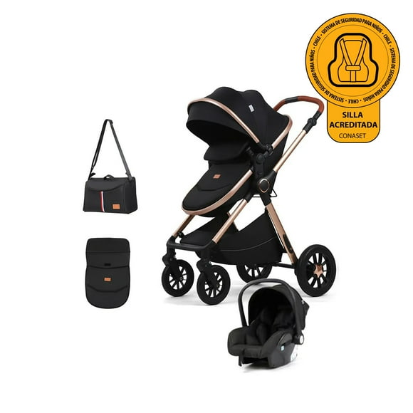 Coche de Bebé Silla Nido Bolso y Cubre Pies Negro