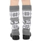 thumbnail image 4 of Calentadores de piernas de punto para invierno, con lazo blanco, calcetines largos sin pies, cálidos y navideños, mangas altas para mujer, 4 of 5