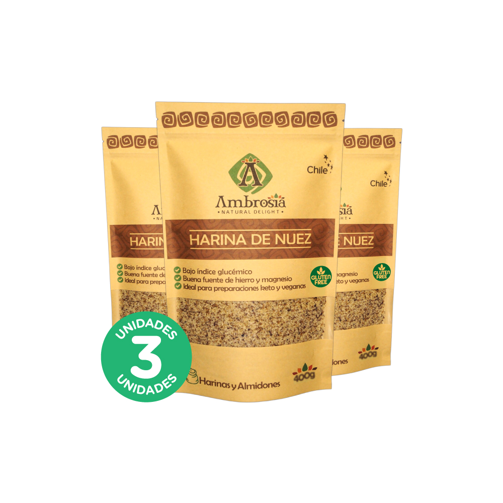 Ambrosia Spa - Pack 3, Harina De Nuez 400Gr