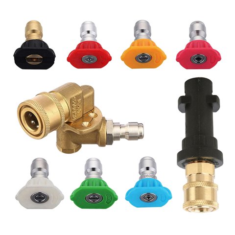 Magideal - Kit De Adaptador De Lavado A Presión Profesional, Puntas De Boquilla, Accesorios De Conexión Rápida De 1/4 Pulgadas, Acoplador Pivotante De 5 Ángulos