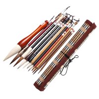 Magideal - Juego De Pinceles De Caligrafía China, Pinceles De Dibujo De Pintura Sumi Japonesa, Pincel De Escritura, Pincel De Arte Kanji, Con Soporte De Pincel 11 Piezas