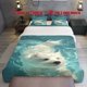 thumbnail image 1 of 3pcs White Puppy Playful Blue Water Theme Printed Bedding Set Soft Duvet Cover and Two Pillowcases, 1 of 5