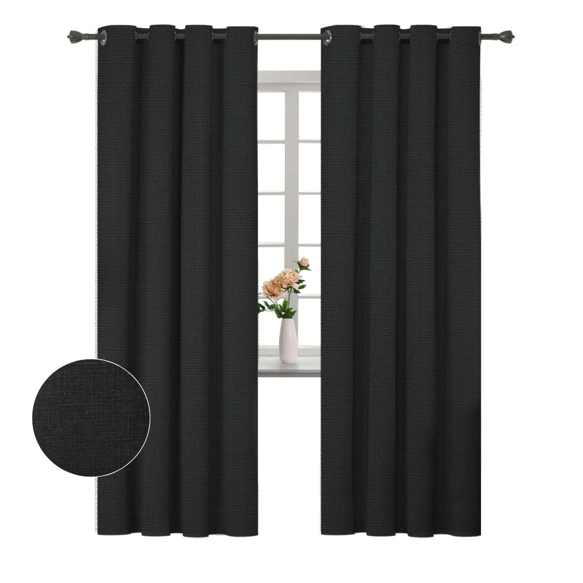 Clems - Pack 2 Cortina Jacquard Tradicional 140x225cm Negro