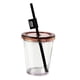 thumbnail image 1 of Vaso de Plástico Transparente con Tapa y Pajita Marrón, 1 of 3
