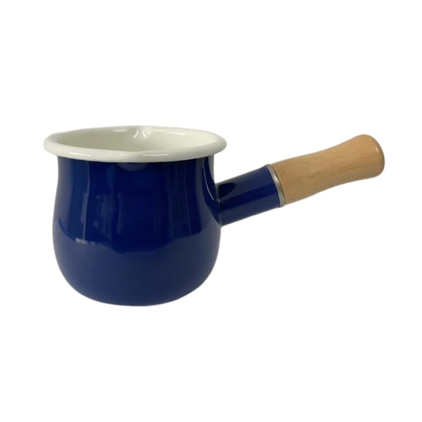 Mini Cacerola Para Salsa De 17 Oz Con Mango De Madera Para Calentar Leche, Derretir Mantequilla, Café, Azul