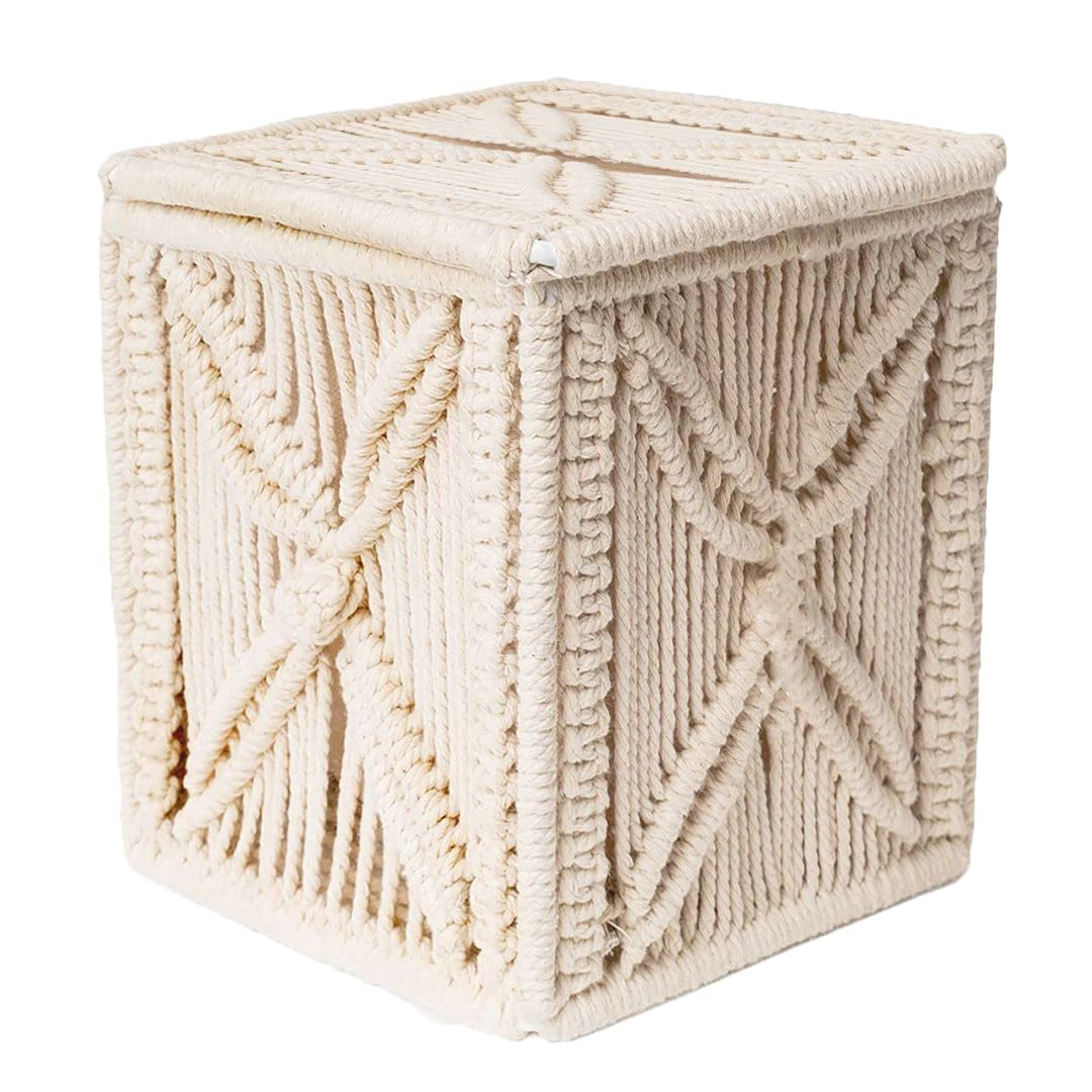 Xusx111 - Cubierta De La Caja De Tejidos Cuadrado Lindo Boho Tissue Box Holder, Organizador De Tejidos De Servilletas Soporte De Papel Higiénico O Cubierta De La Caja De Cubo De Tejidos Para La Vanida