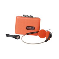 Magideal - Grabadora De Casetes, Grabadora De Casetes Para Mp3, Nostálgica, Ligera, Compacta, Con Auriculares, Portátil Para Viajes Al Aire Libre. Naranja