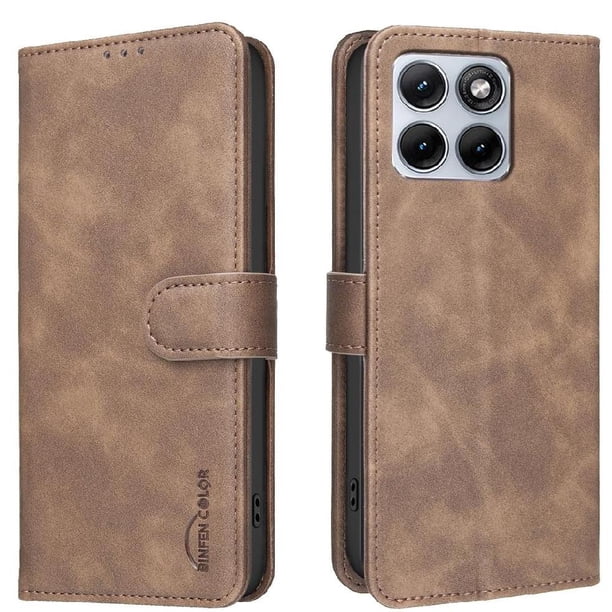 Funda Billetera para Motorola Edge 70 Fusion Protección RFID y Soporte Ajustable Marrón
