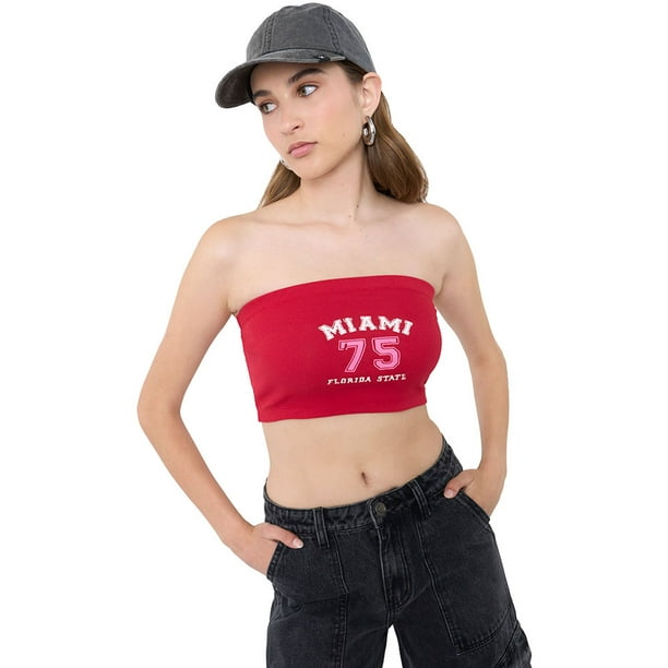 Peto Mujer Strapless Lettering Rojo Corona