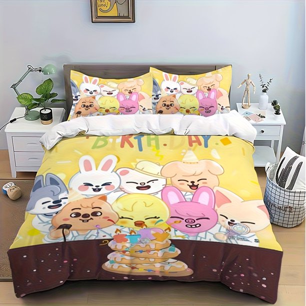 Adorable Animal-Themed K-KSZOO Cartoon bedding Featuring a Hot Printed Design Consisting of This Set Is Perfect for All Seasons And Available in Single