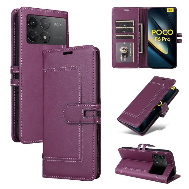 Premium Wallet Case for Xiaomi Poco F6 Pro 5G with Card Slots & Kickstand, Flip Cover Purple