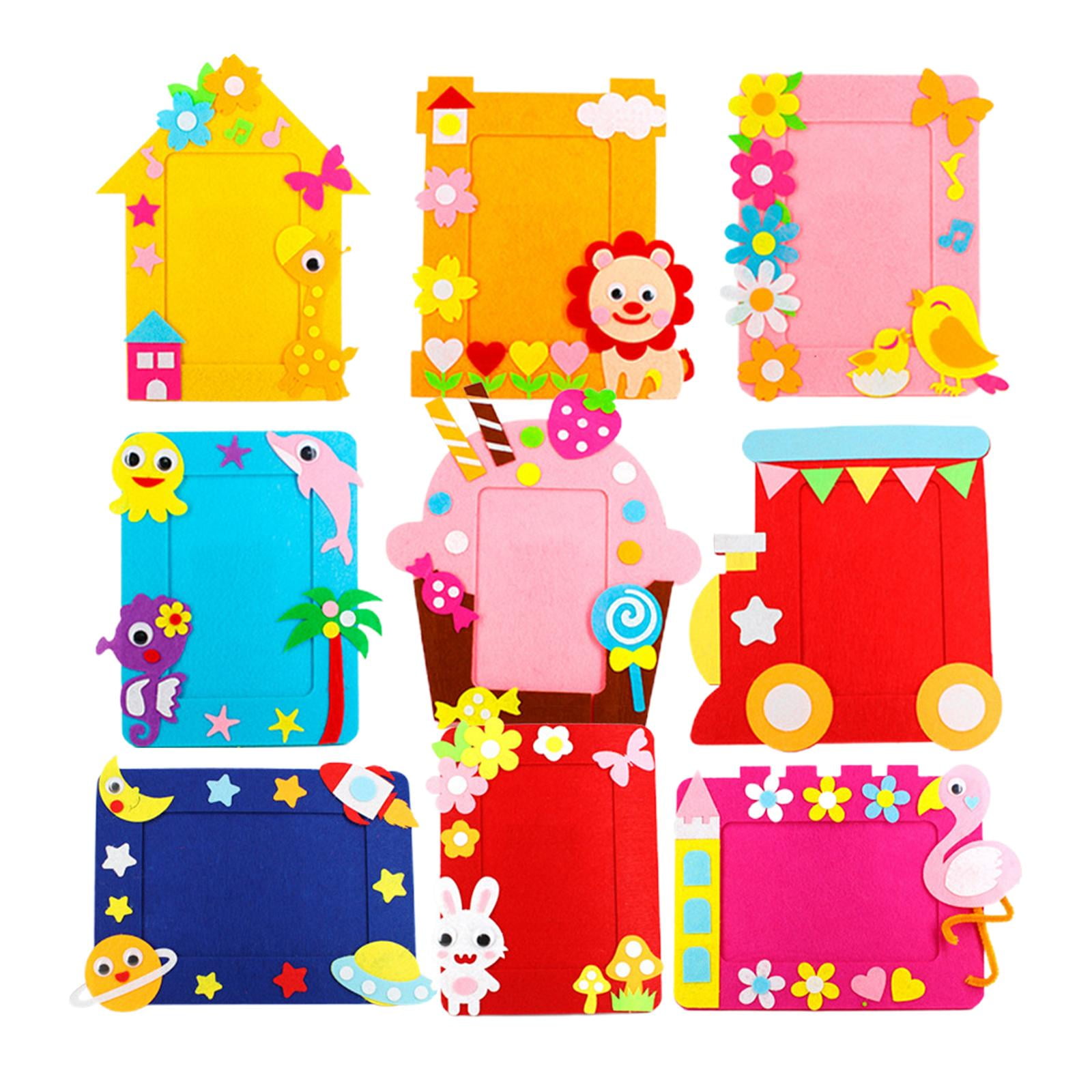 Magideal - 9 Unids Marcos De Fotografía Rico Y Diy Decoración Juguetes No Tejidos Artes Hechas Fotografía Material Paquete Artesanía Para Niños Niñas