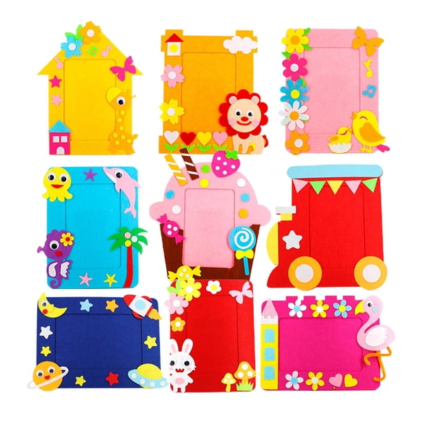 9 Unids Marcos de fotografía rico y DIY Decoración Juguetes No Tejidos Artes Hechas fotografía Material Paquete Artesanía para Niños Niñas
