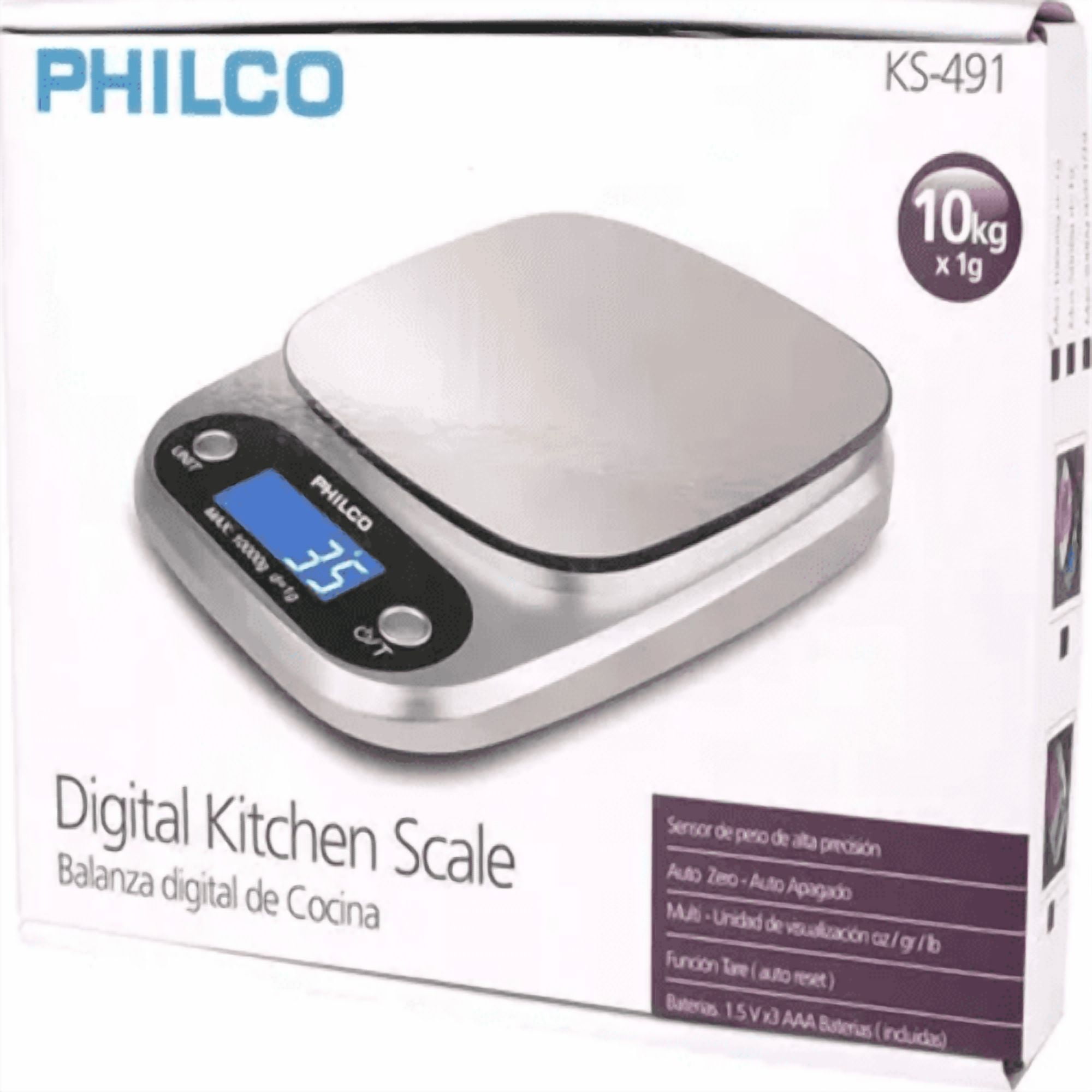 Genérico - Balanza Digital Philco Ks491 Cocina 10kg Color Plateado
