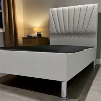 Muebles Syl - Base Con Respaldo Plaza Y Media Crudo Lino