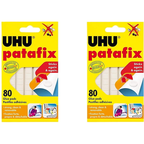 UHU Patafix almohadillas adhesivas removibles y reutilizables blancas, 80 piezas (paquete de 2)