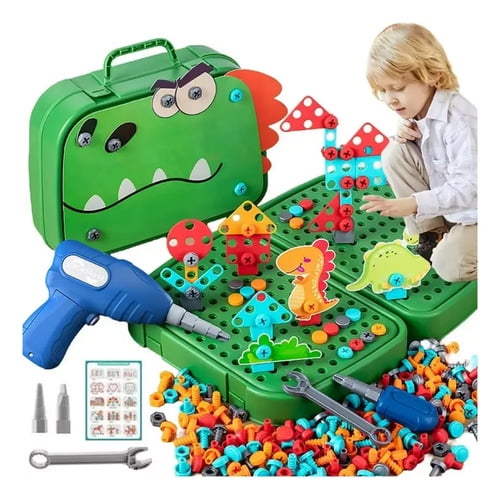Kit Construcción Juguete Dinosaurio Niños 450 Piezas Maletín Taladro