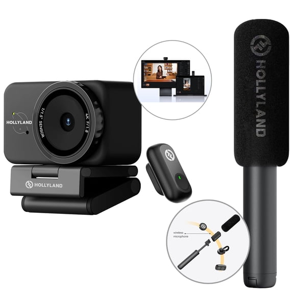 Webcam Hollyland Lyra UHD 4K Streaming con micrófono LARK A1, color negro